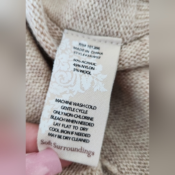 Soft Surroundings Wool Blend Cardigan Layered Knit Drapey Sweater Kendle Sz SP - Picture 7 of 13